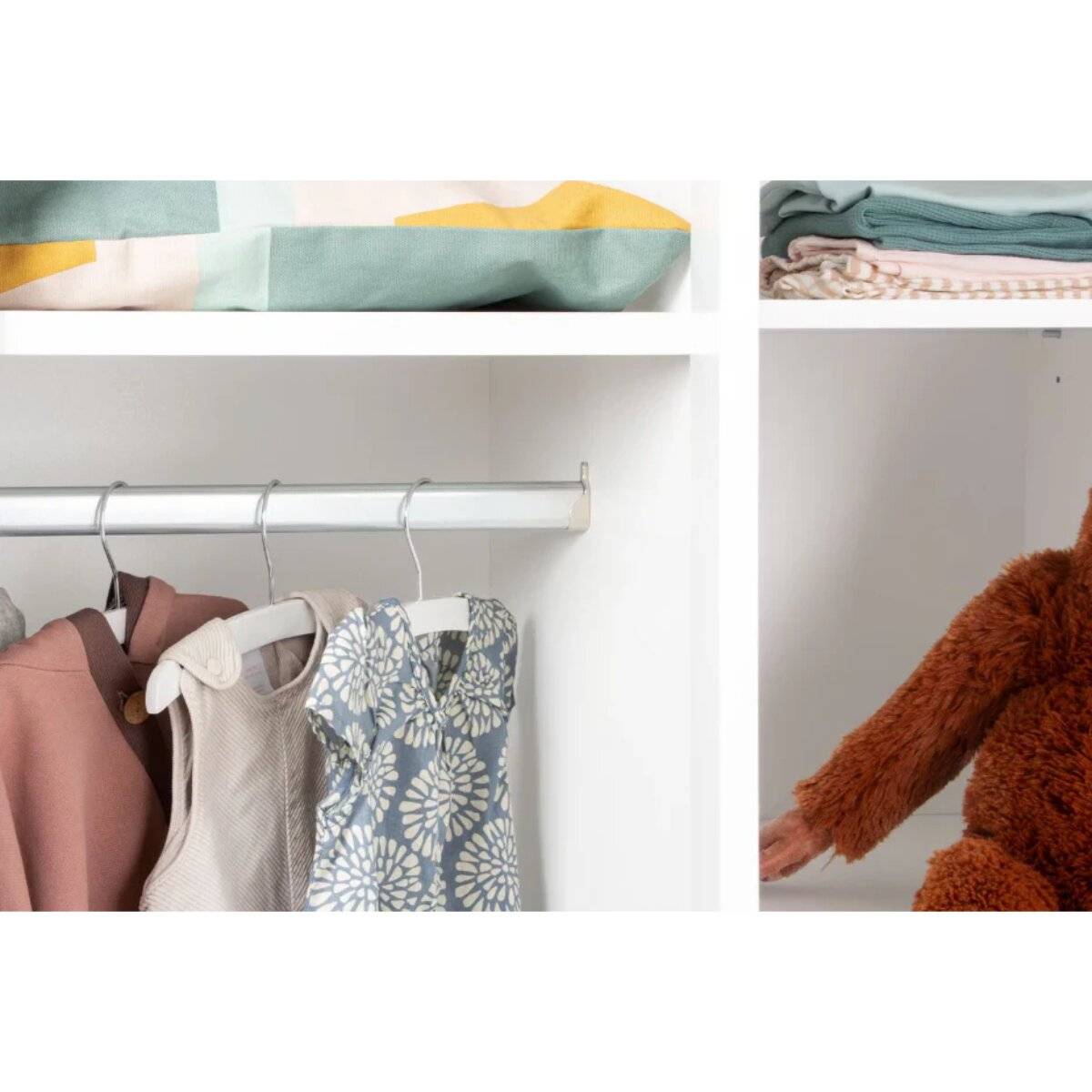 Pinolino Kinderkleiderschrank weiß 3 Türen 6 verstellbare Einlegeböden 120 x 56 x 181 cm
