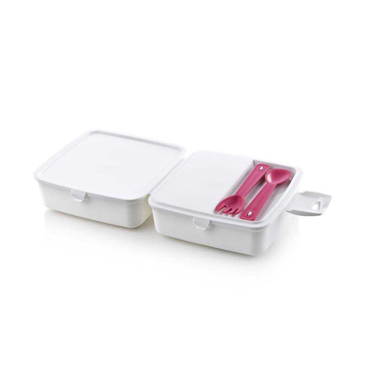 Multi Brot- und Lunch Box mit Besteck (02 1164) Weiß