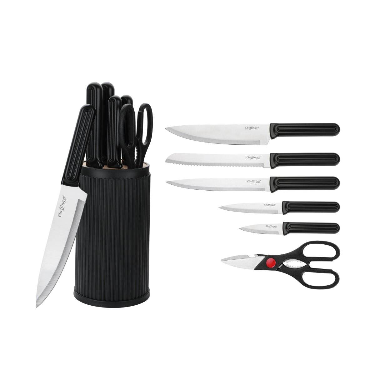 7-teiliges Messerset mit Messerblock, elegantes Design - robust & ergonomisch