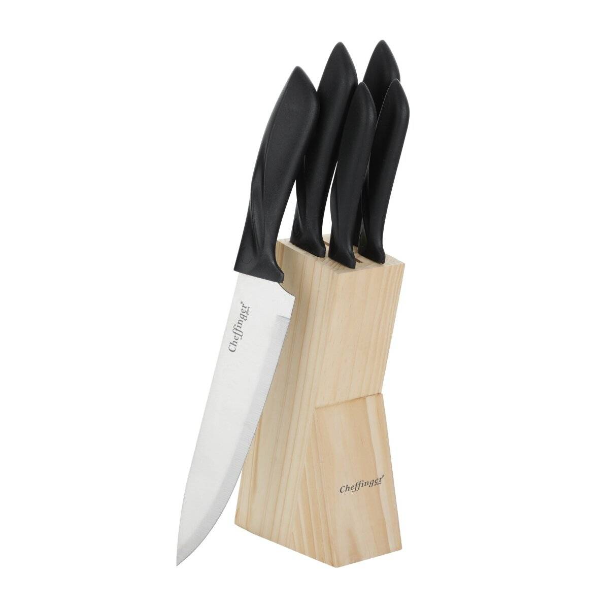6-teiliges Messerset mit Messerblock aus Holz, mit ergonomischen Griffen