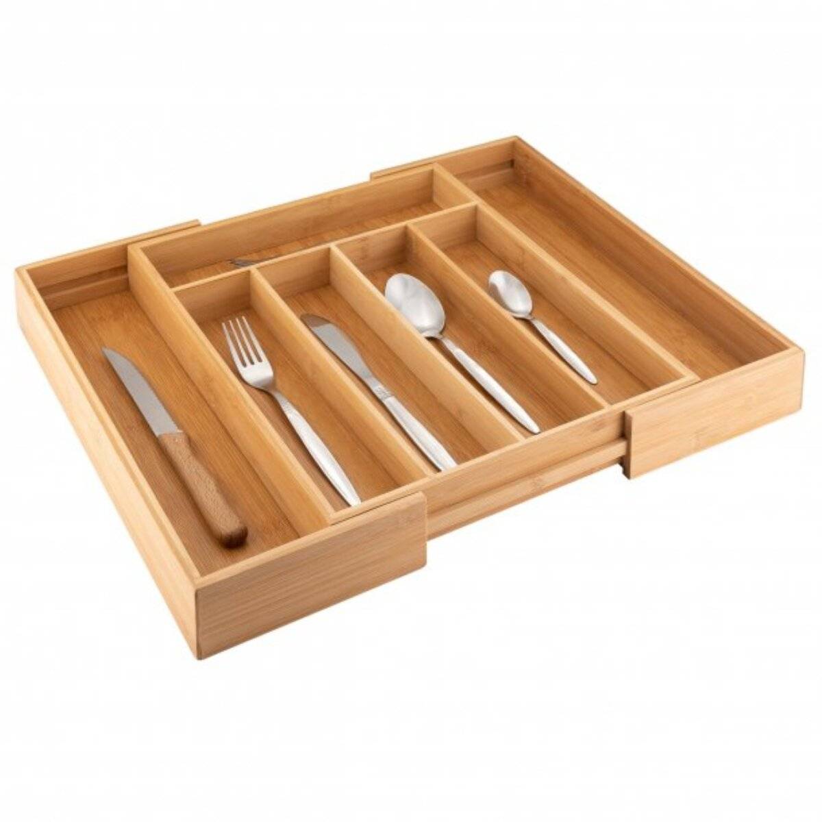 Bambus-Besteckkasten 5 bis 7 Fächer - Schubladen-Organizer, verstellbar & platzsparend