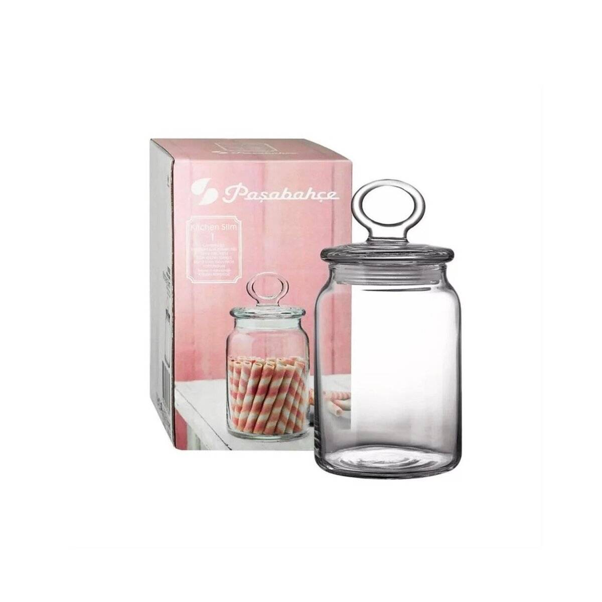 Pasabahce Kitchen Slim Vorratsdose aus hochwertigem Glas 860 ml - 19 x 8 cm