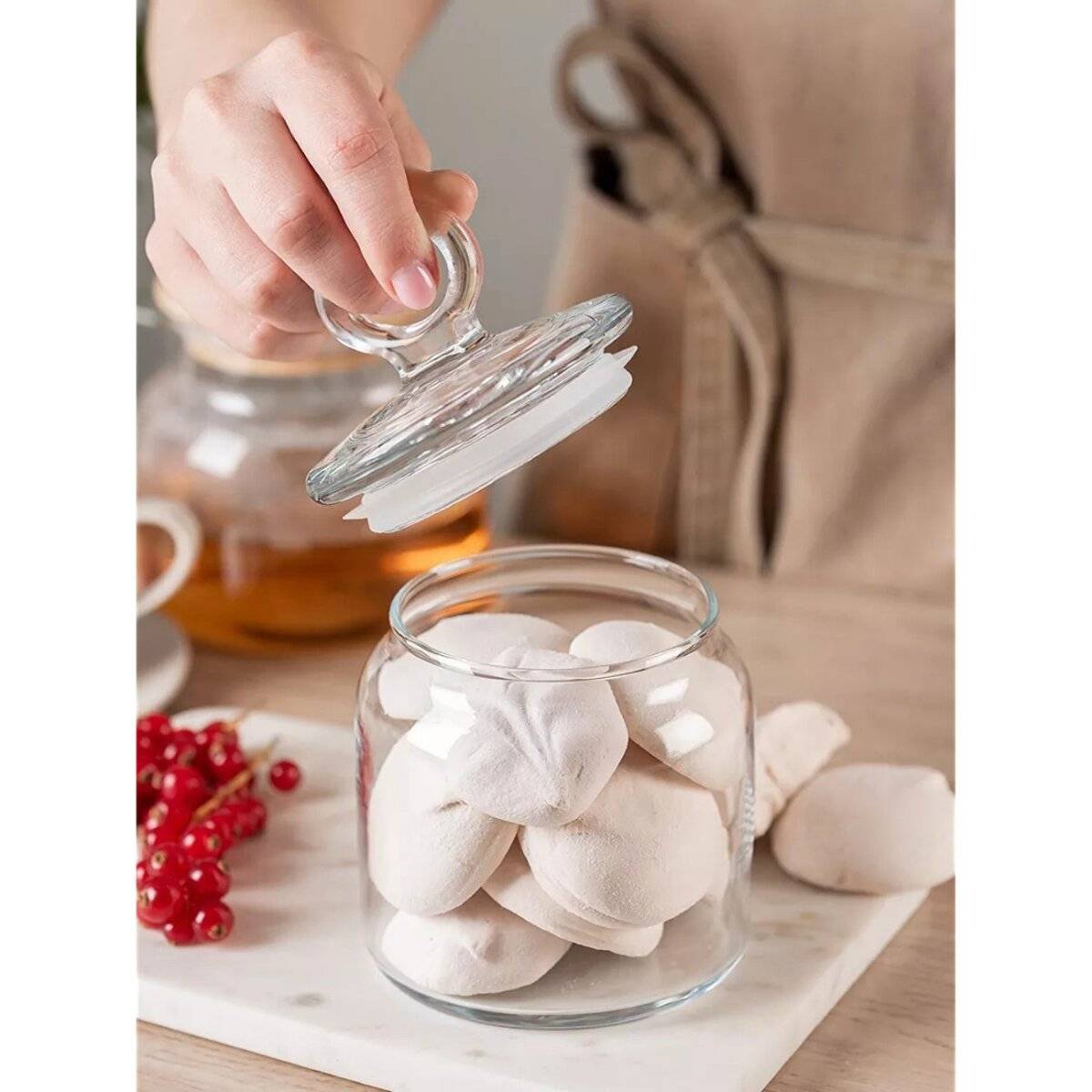 Pasabahce Kitchen Slim Vorratsdose aus hochwertigem Glas 575 ml - 15 x 8 cm