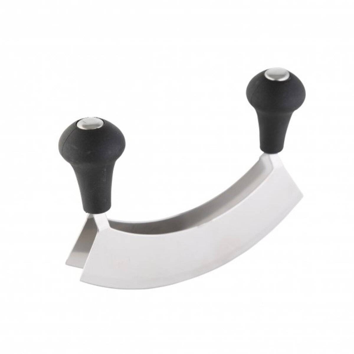 Wiegemesser mit 2 Edelstahlklingen 17 cm - Kunststoffgriffe in Schwarz