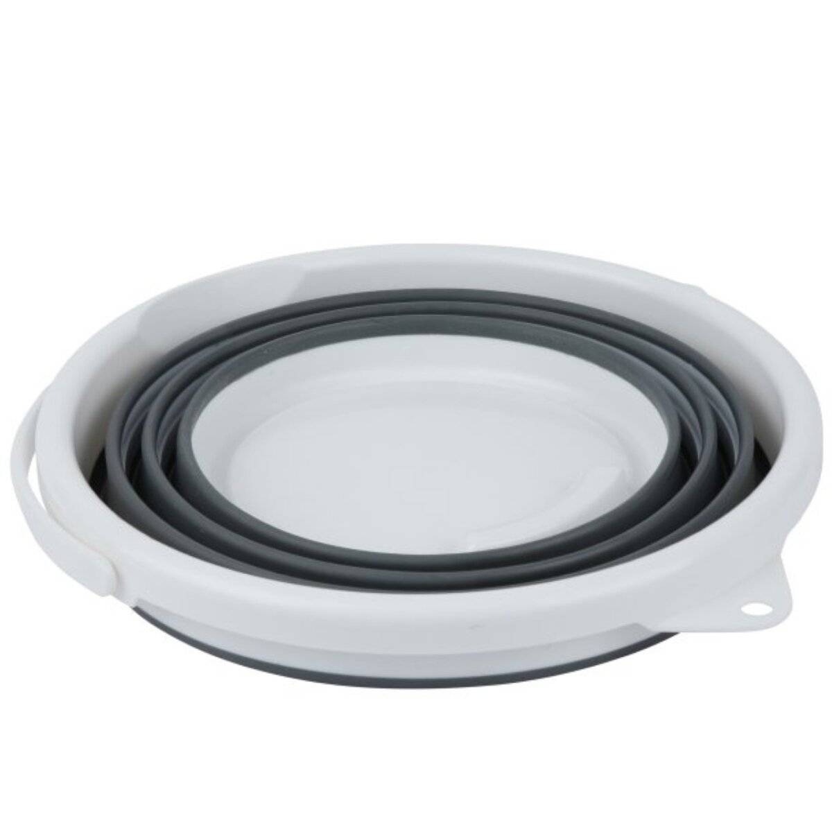 Multifunktionseimer aus Kunststoff, Eimer - Platzsparend & Faltbar, 10 L, Weiß-Dunkelgrau