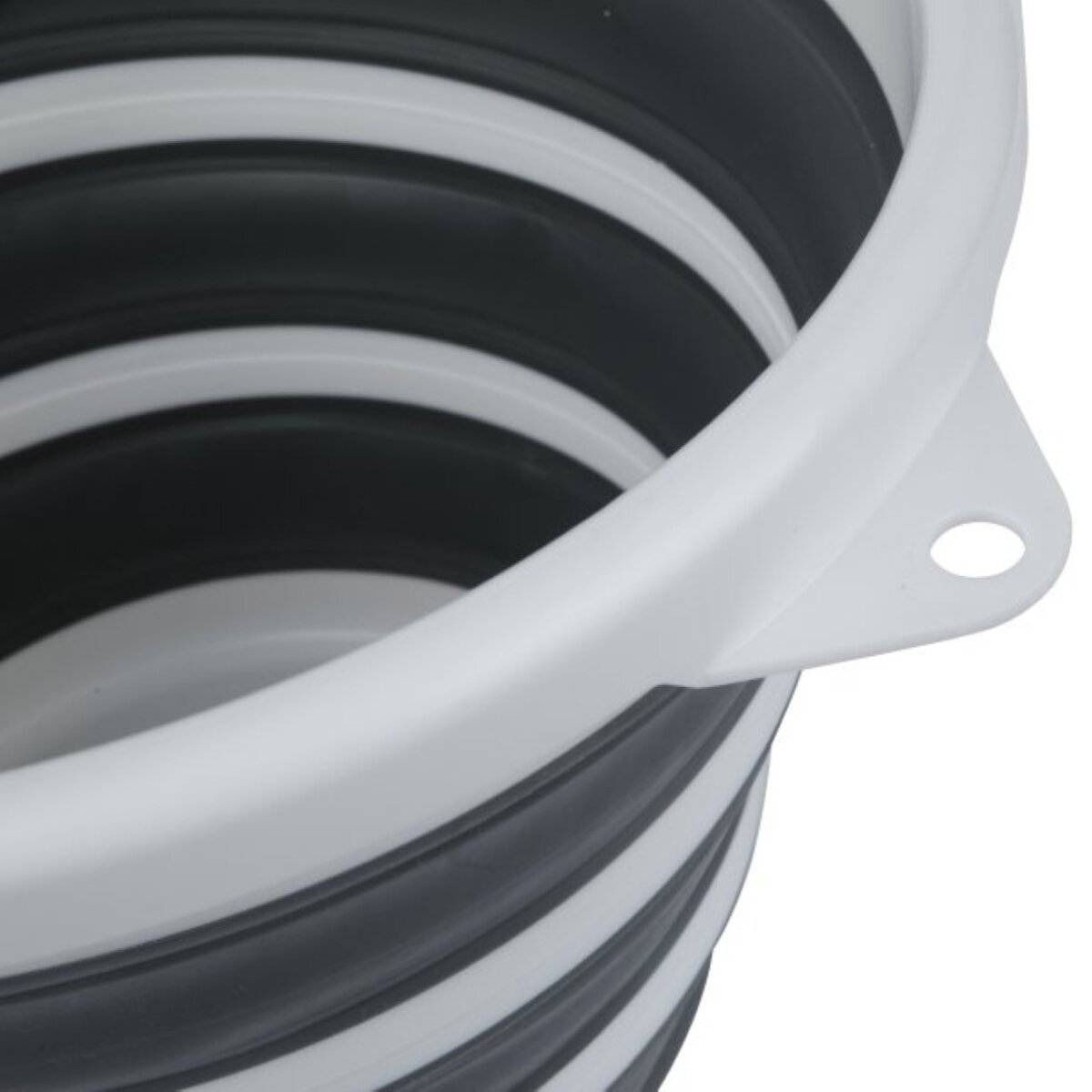Multifunktionseimer aus Kunststoff, Eimer - Platzsparend & Faltbar, 10 L, Weiß-Dunkelgrau