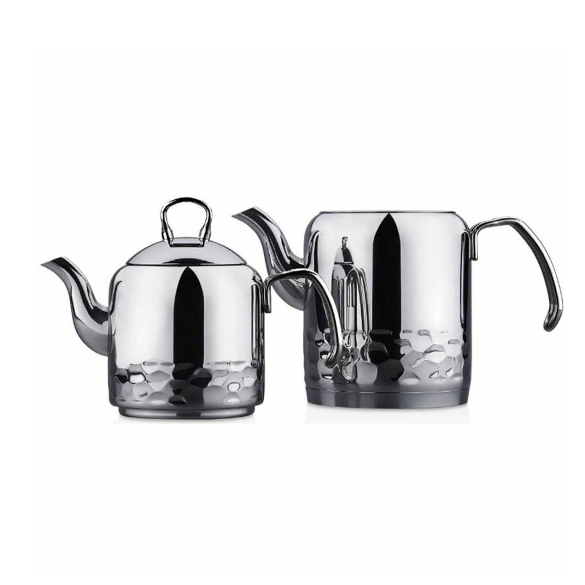 Korkmaz Erna Teekannen-Set - 1,2L/2,2L, aus hochwertigem Edelstahl, Induktionsgeeignet