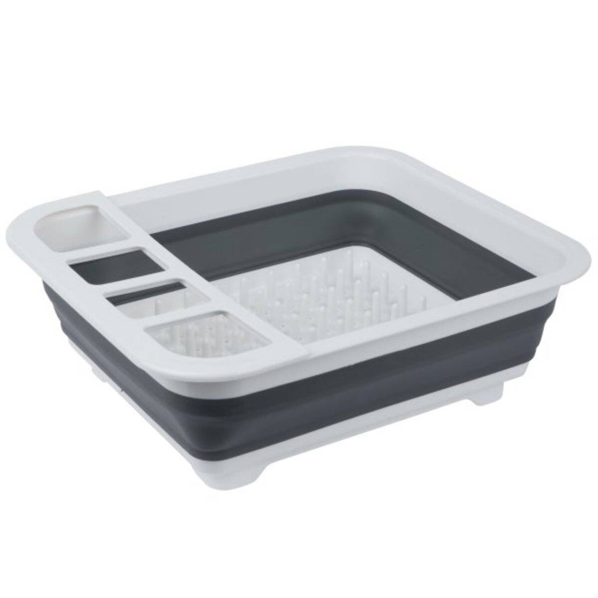 Abtropfgestell für Geschirr - Weiß/Dunkelgrau - Faltbar, kompakt & praktisch