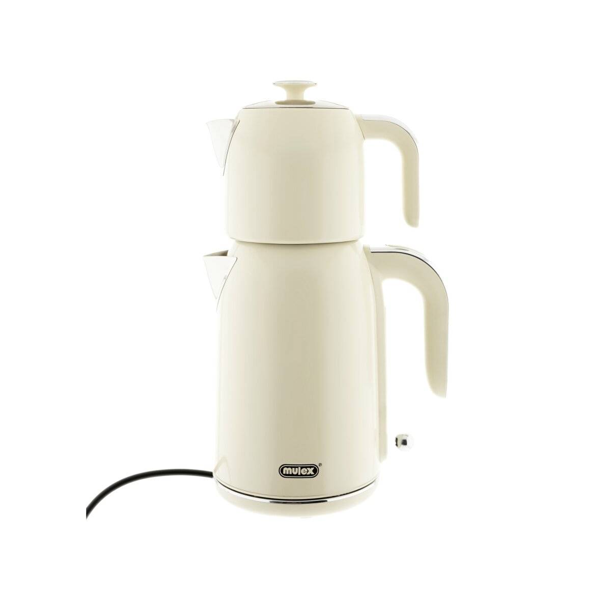 Mulex Tee Express Teekocher 2200W - 2-in-1 Wasserkocher mit Teekanne 1,7L + 1 L, Beige
