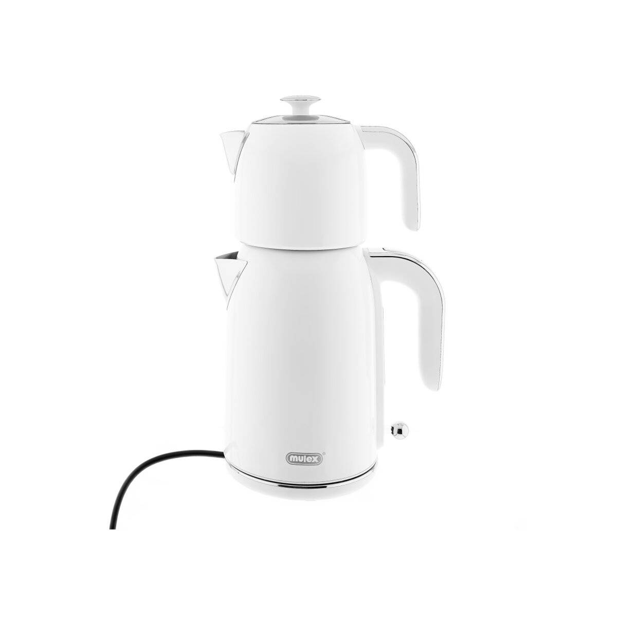 Mulex Tee Express Teekocher 2200W - 2-in-1 Wasserkocher mit Teekanne 1,7L + 1 L, Weiß