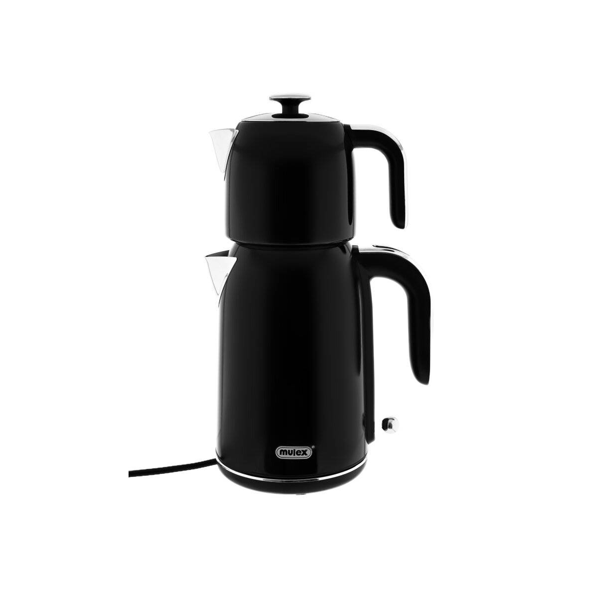 Mulex Tee Express Teekocher 2200W - 2-in-1 Wasserkocher mit Teekanne 1,7L + 1 L, Schwarz