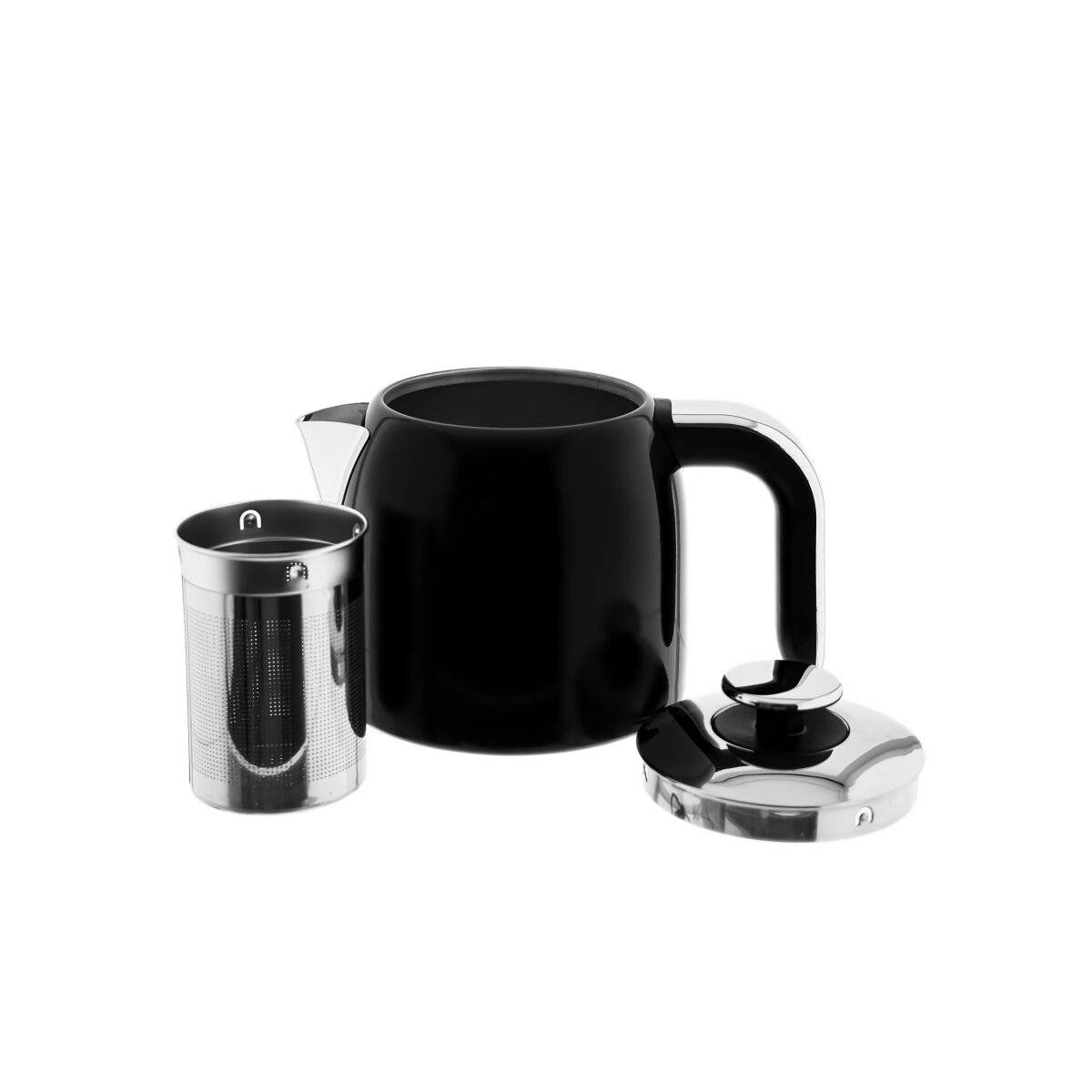 Mulex Tee Express Teekocher 2200W - 2-in-1 Wasserkocher mit Teekanne 1,7L + 1 L, Schwarz