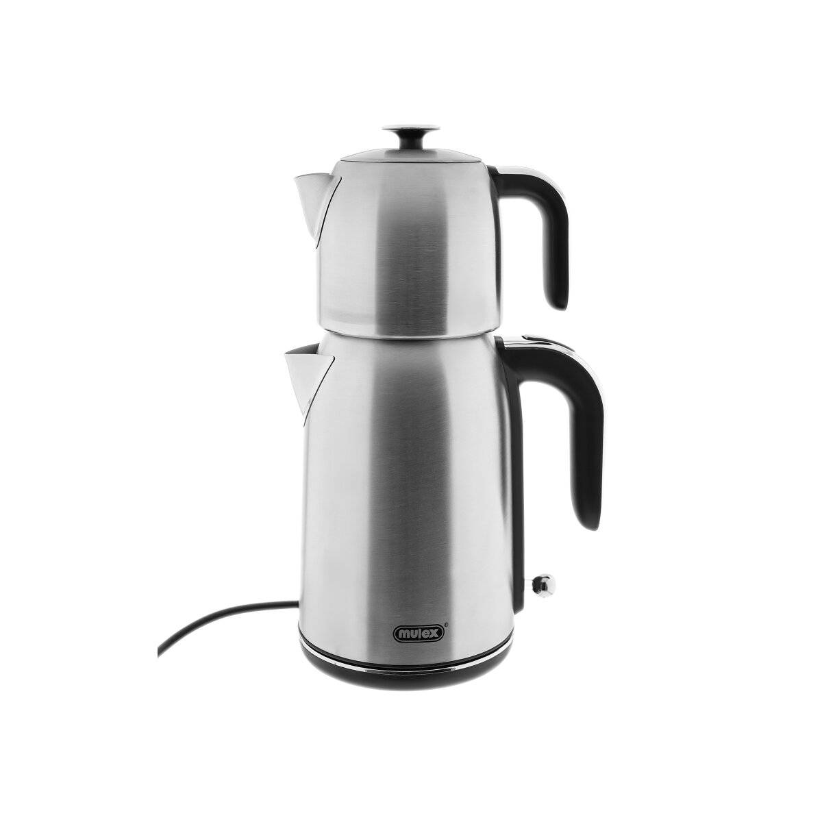 Mulex Tee Express Teekocher 2200W - 2-in-1 Wasserkocher mit Teekanne 1,7L + 1 L, Silber