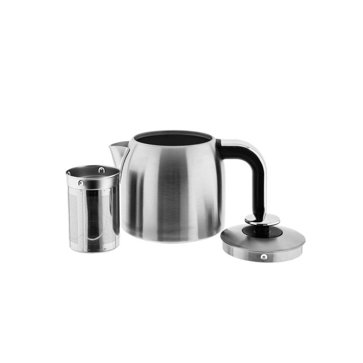 Mulex Tee Express Teekocher 2200W - 2-in-1 Wasserkocher mit Teekanne 1,7L + 1 L, Silber