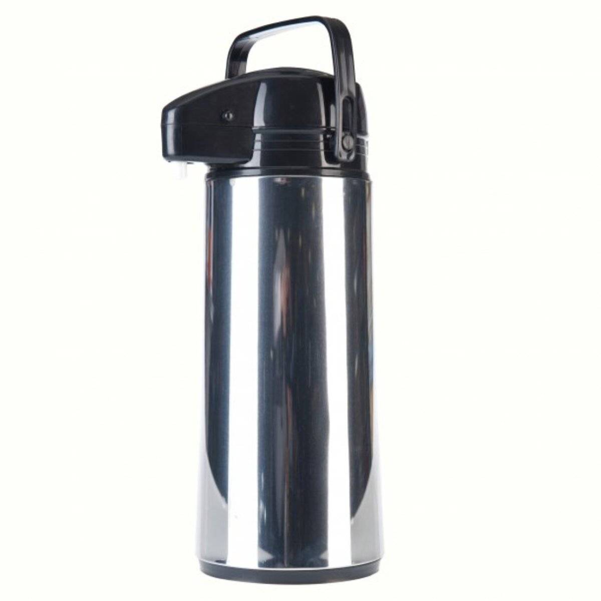 Airpot Isolierkanne 1,9 L - Edelstahl Pumpkanne mit Tragegriff, Silber-Schwarz