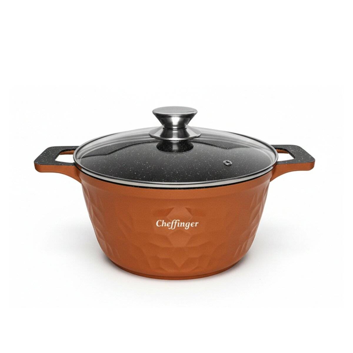 6-teiliges Kochtopfset mit Marmorbeschichtung, Induktionsgeeignet - 20/24/28 cm Braun
