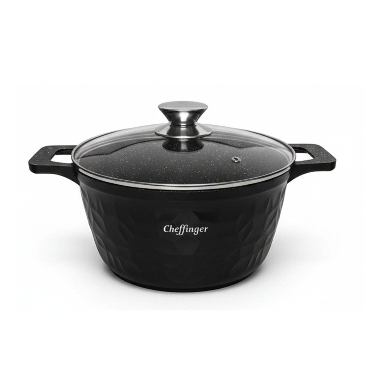 6-teiliges Kochtopfset mit Marmorbeschichtung, Induktionsgeeignet - 20/24/28 cm Schwarz