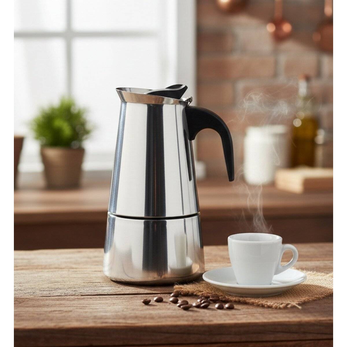 Espressokocher aus hochwertigem Edelstahl, Induktionsgeeignet 300 ml