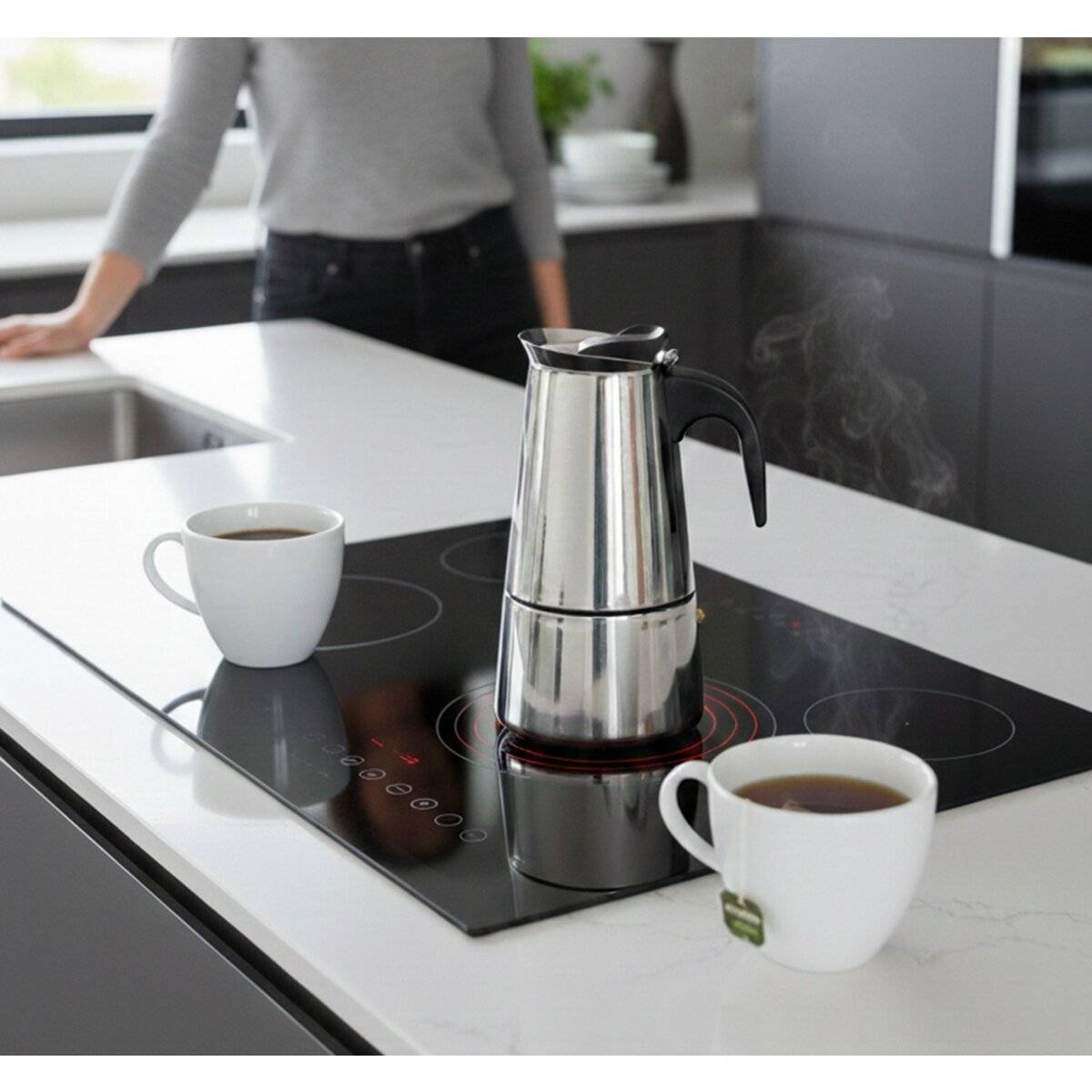 Espressokocher aus hochwertigem Edelstahl, Induktionsgeeignet 300 ml