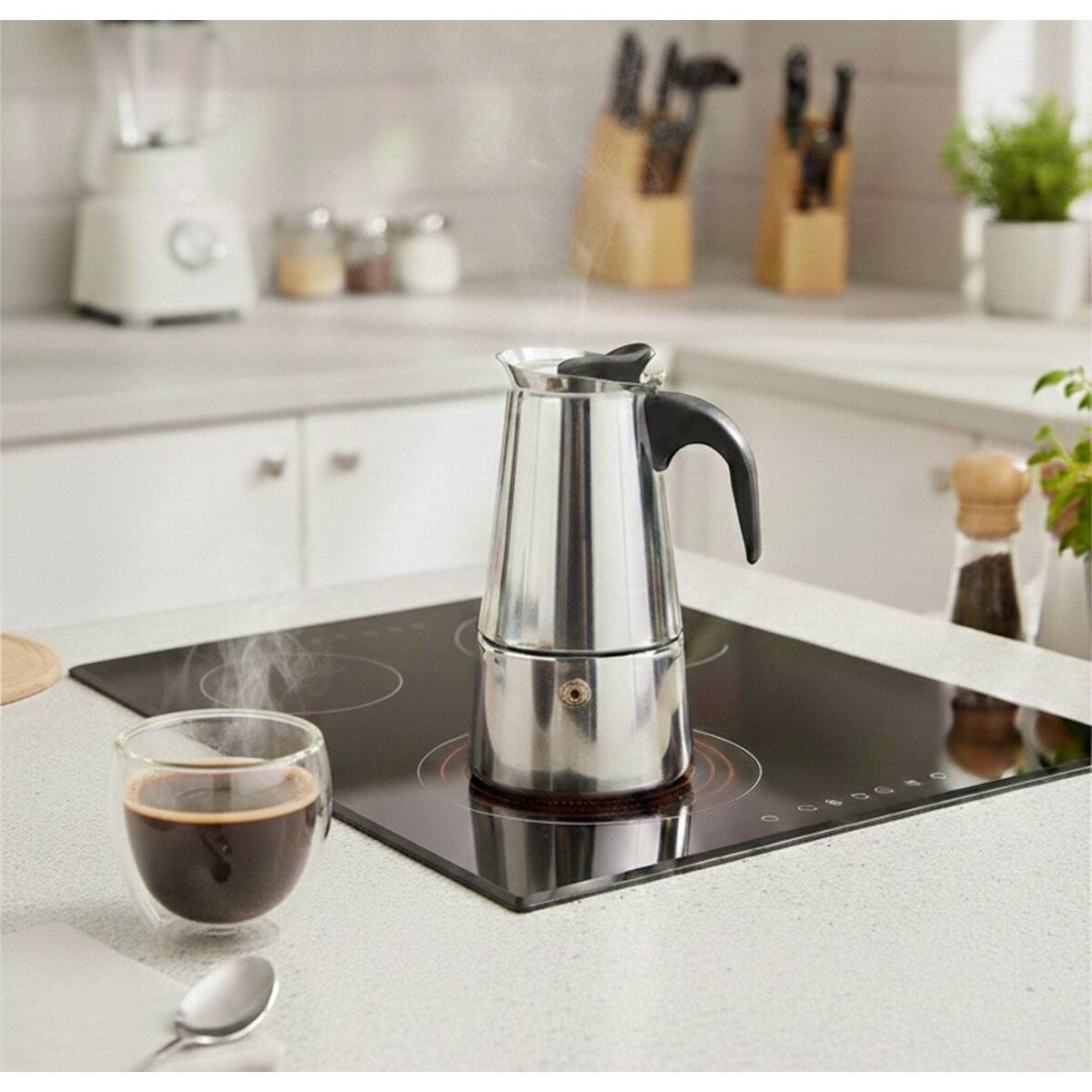 Espressokocher aus hochwertigem Edelstahl, Induktionsgeeignet 300 ml