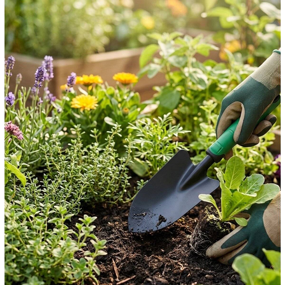 Blumenkelle aus robustem stahl mit ergonomischem Griff, ideal für Pflanzarbeiten