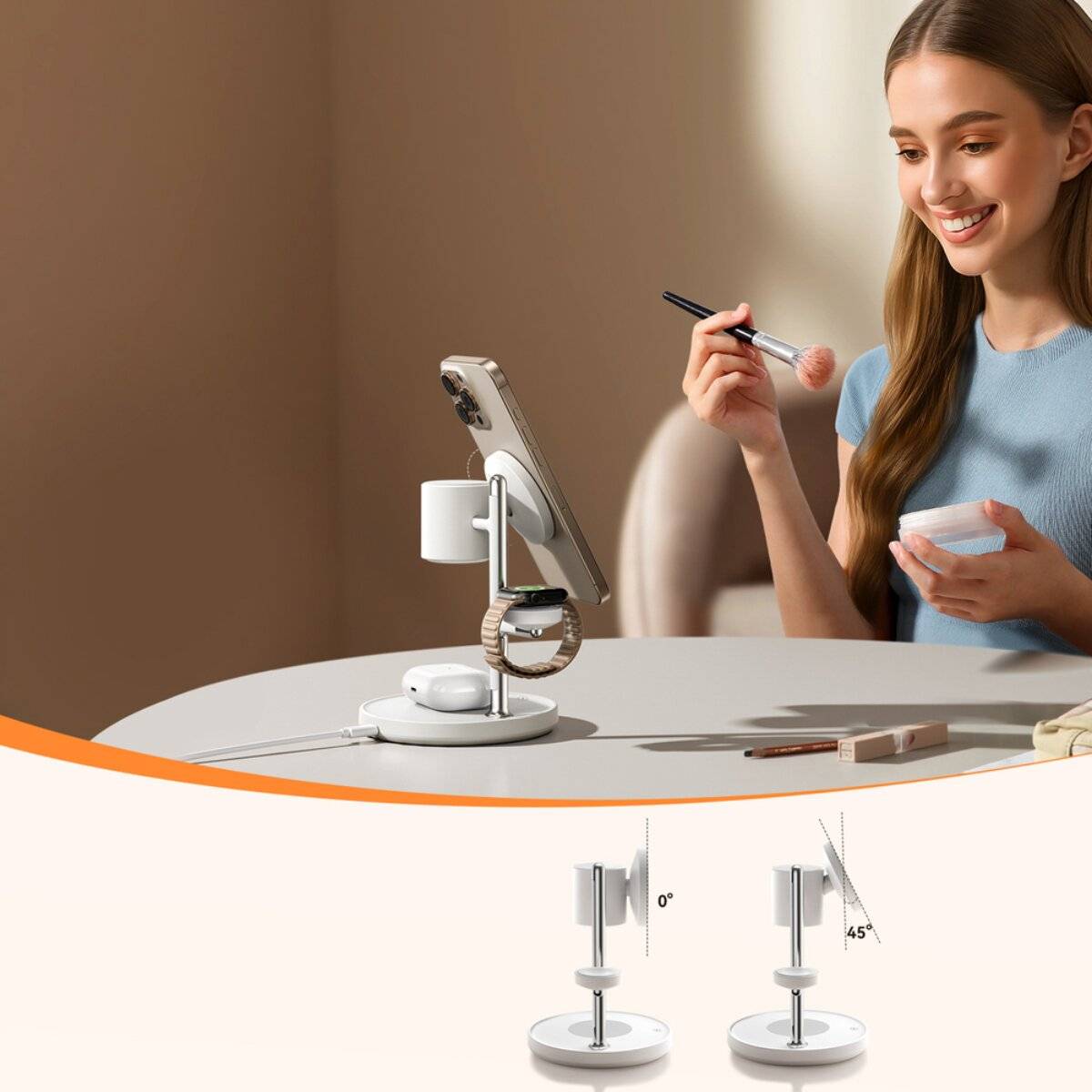 Joyroom JR-W23 Qi2 4-in-1 Ladegerät mit Nachtlicht Weiß