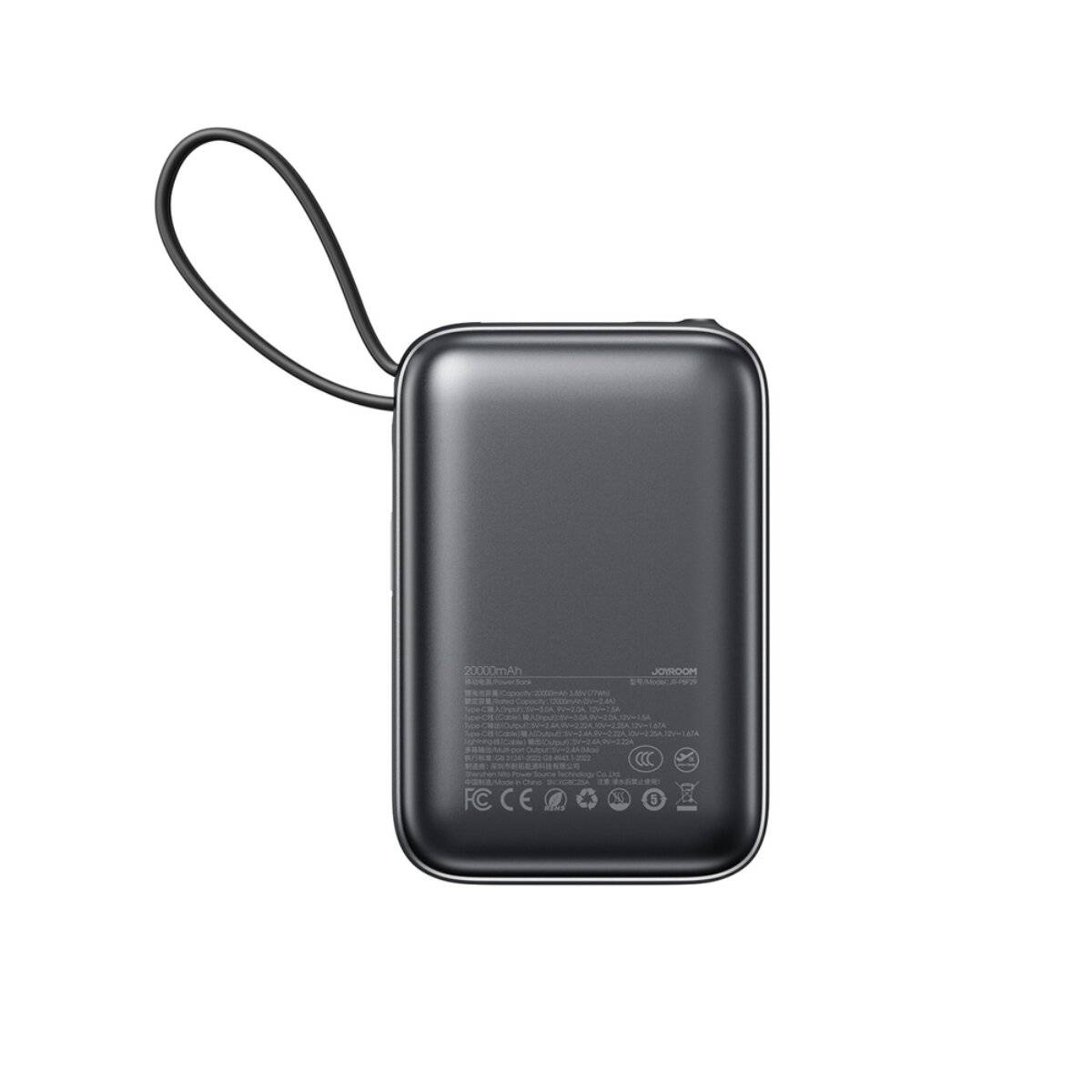 Joyroom JR-PBF29 20000mAh 22,5W Powerbank mit Doppelkabel Schwarz