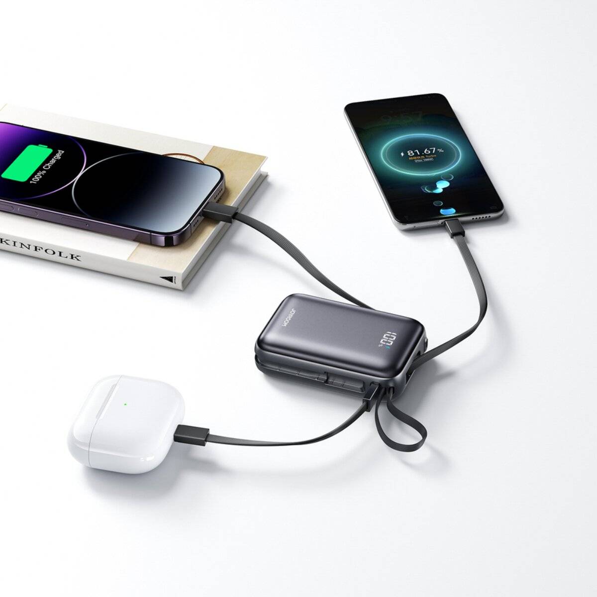 Joyroom JR-PBF29 20000mAh 22,5W Powerbank mit Doppelkabel Schwarz