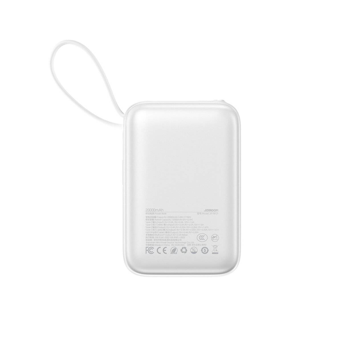 Joyroom JR-PBF29 20000mAh 22,5W Powerbank mit Doppelkabel Weiß