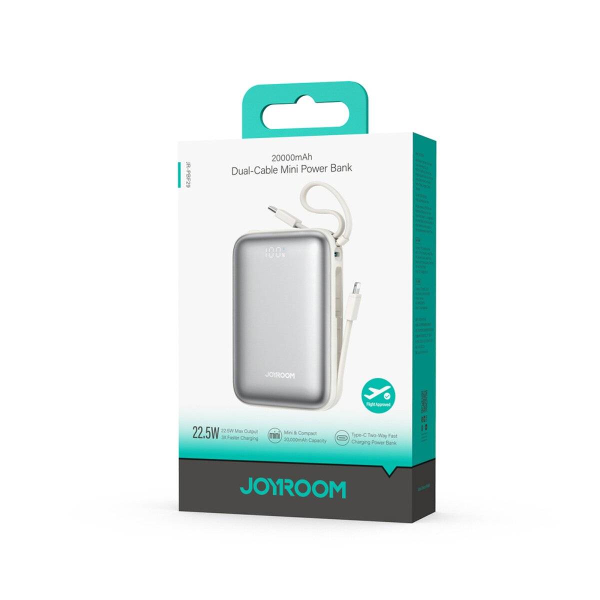 Joyroom JR-PBF29 20000mAh 22,5W Powerbank mit Doppelkabel Weiß