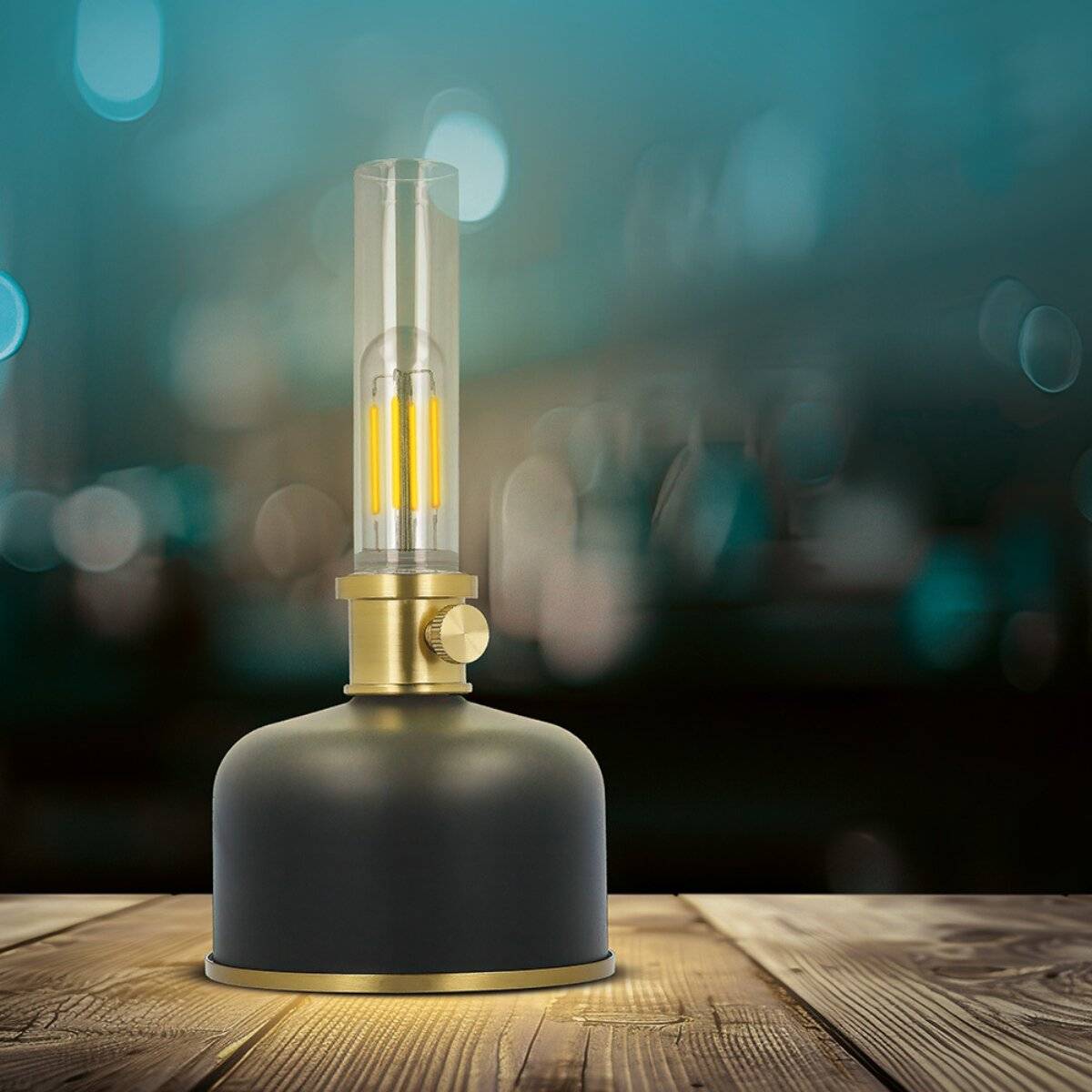 Forever Light Retro Petroleum LED Lampe FLR-25 Schwarz