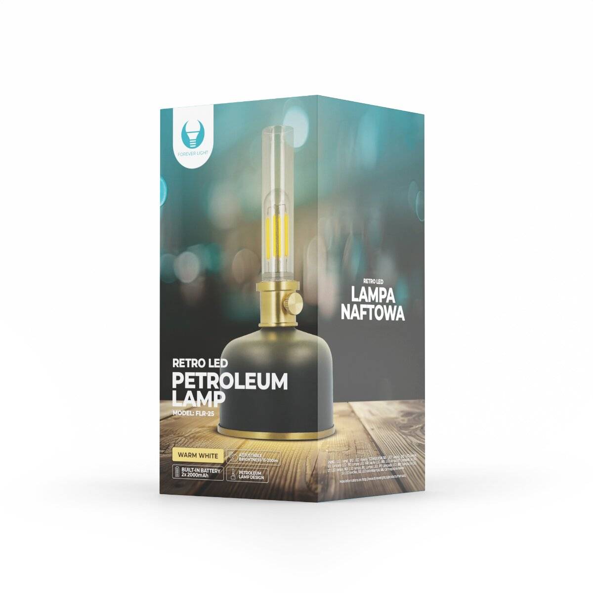 Forever Light Retro Petroleum LED Lampe FLR-25 Schwarz
