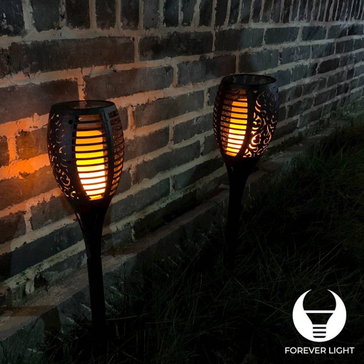 Forever Light Solar Flame LED Gartenleuchte 96 LED IP65 Flammeneffekt