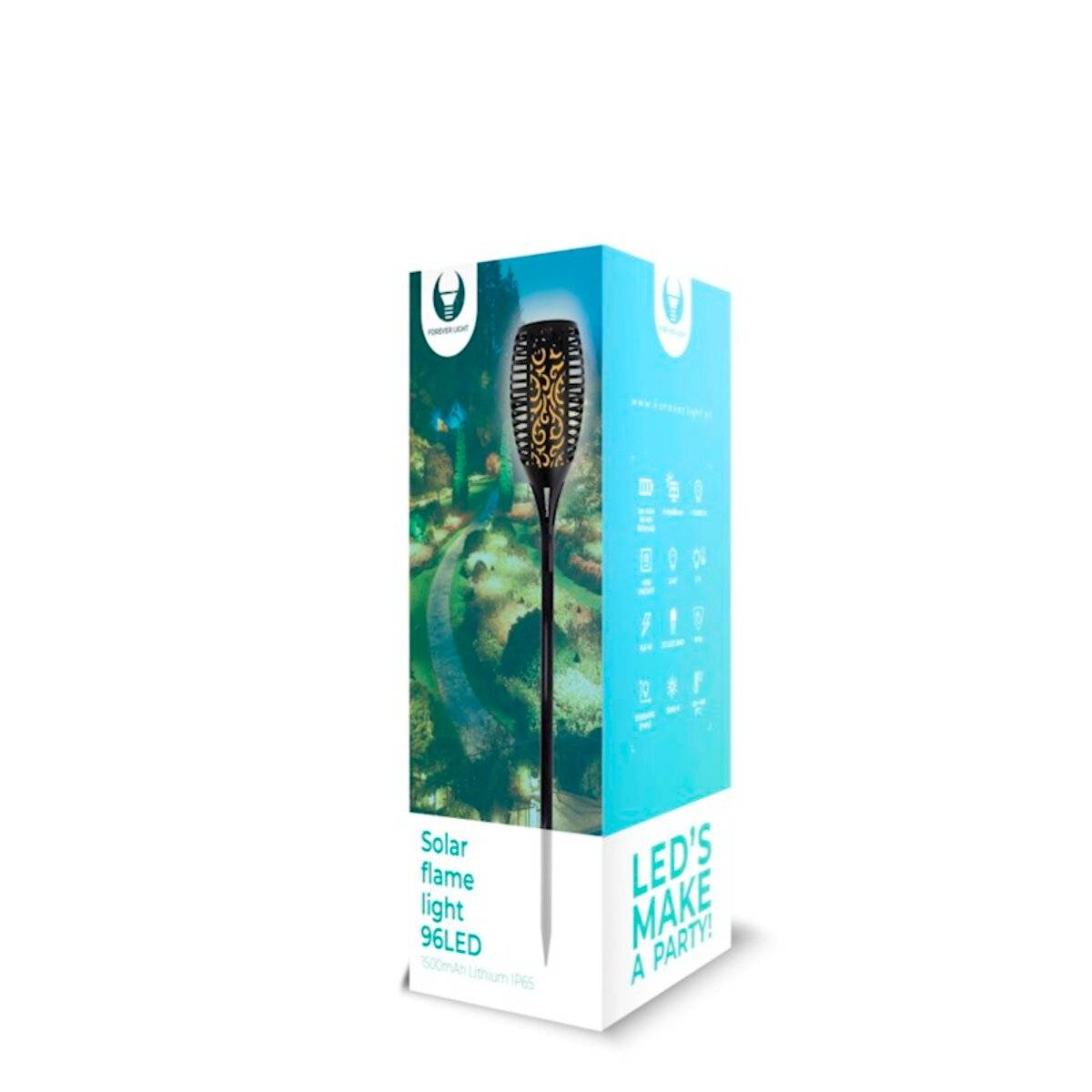 Forever Light Solar Flame LED Gartenleuchte 96 LED IP65 Flammeneffekt