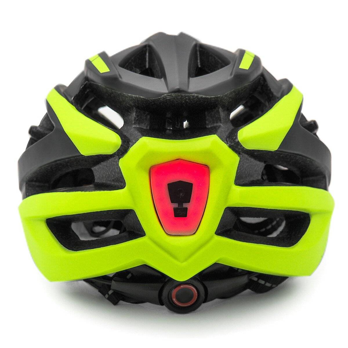 MTB Fahrradhelm mit Visier und USB LED Rücklicht verstellbar Größe M Schwarz Gelb