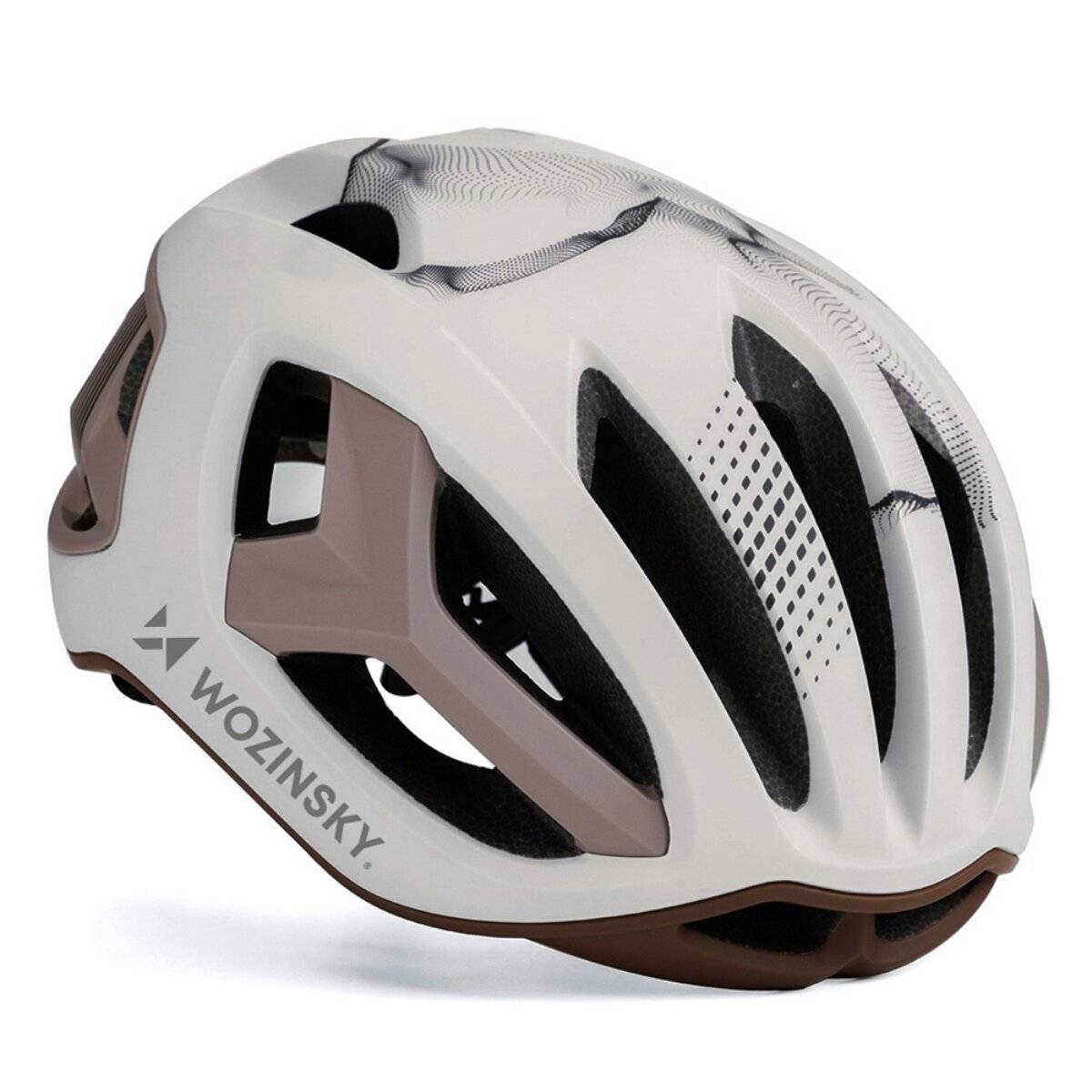 Ultraleichter Rennradhelm mit LED Rücklicht Belüftet Größe M Taupe