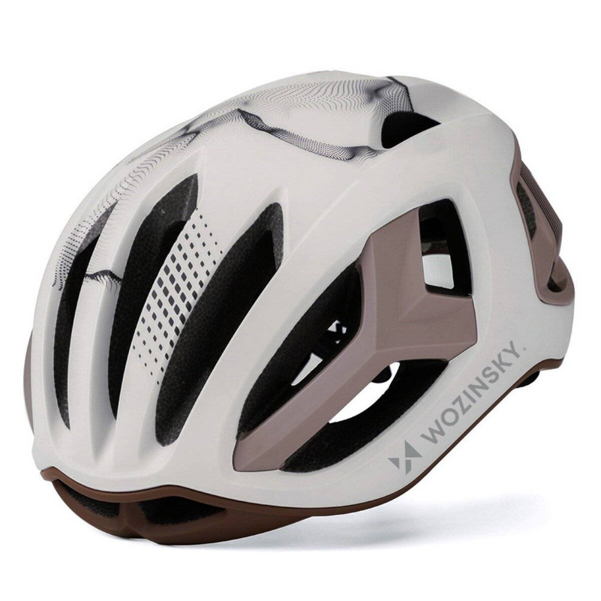 Ultraleichter Rennradhelm mit LED Rücklicht Belüftet Größe M Taupe