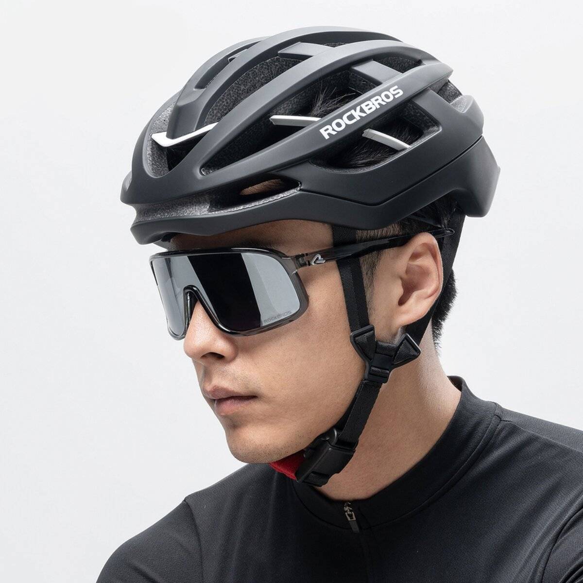 Rockbros HC-58BK- Fahrradhelm aerodynamisch Belüftung M Schwarz / Grau