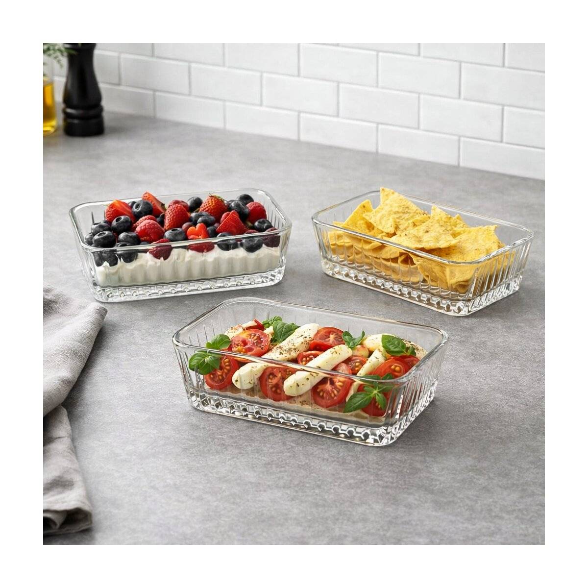 Pasabahce Frezya Dessert- & Servierschalen, 3er-Set - 225 ml, aus Glas