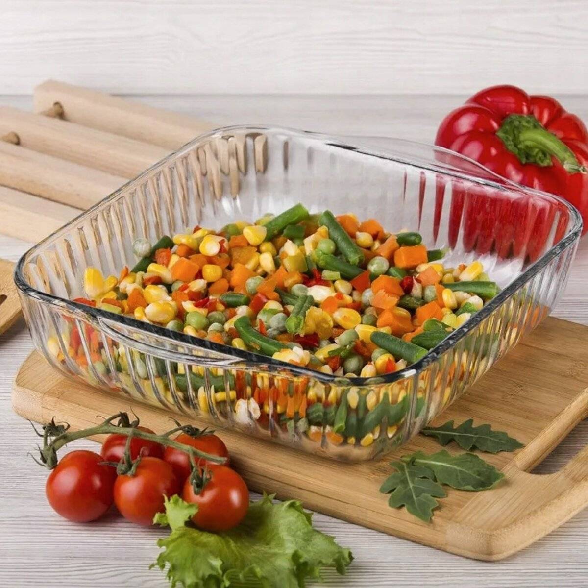 Pasabahce Borcam Quadratische Schale aus Borosilikatglas zum Backen, Aufbewahren & Einfrieren 3200 ml