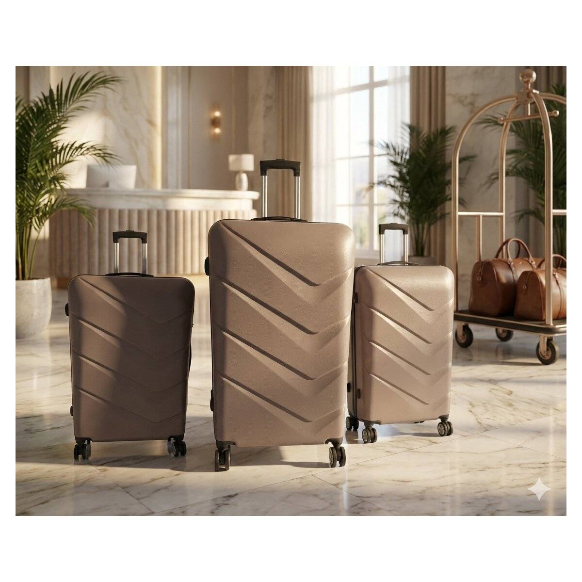 Hoffmanns Waveline Platin 3-teiliges Koffer-Set - ABS-Hartschale mit Zahlenschloss & 360° Rollen