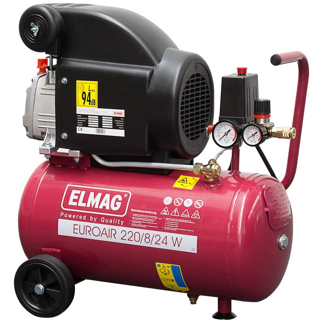 ELMAG Kompressor EUROAIR 220/8/24 W - SET-AKTION:, 1 Stk.Kompressor EUROAIR 220/8/24 W Art. Nr. 10006 und 1 Stk.ELMAG STARTER-SET 6-tlg. Art. Nr. 42