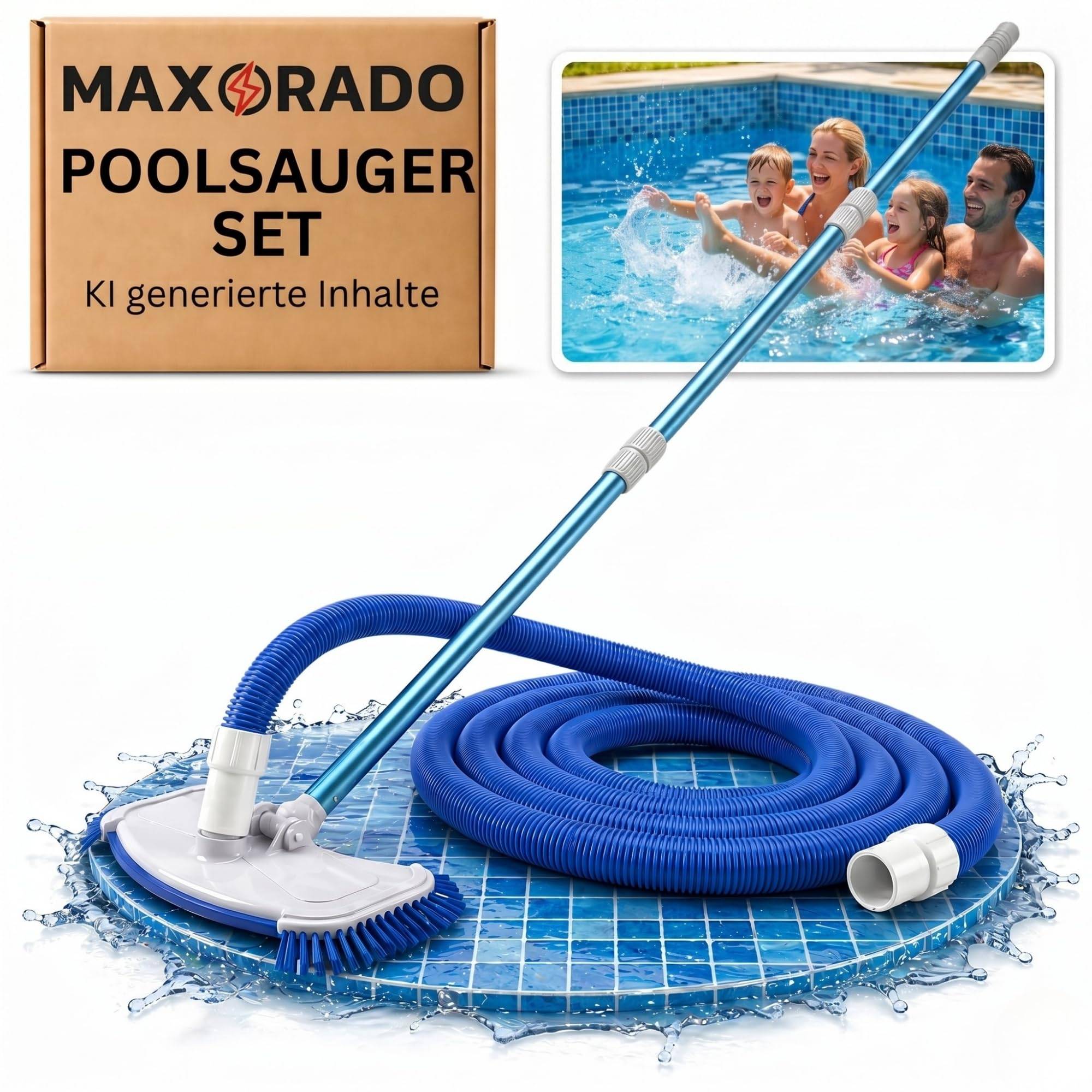 Poolsauger Bodensauger Düse + Schlauch + 2,4m Teleskopstange zur Reinigung von Pool Schwimmbecken Spa Bodenreiniger Saugbürste