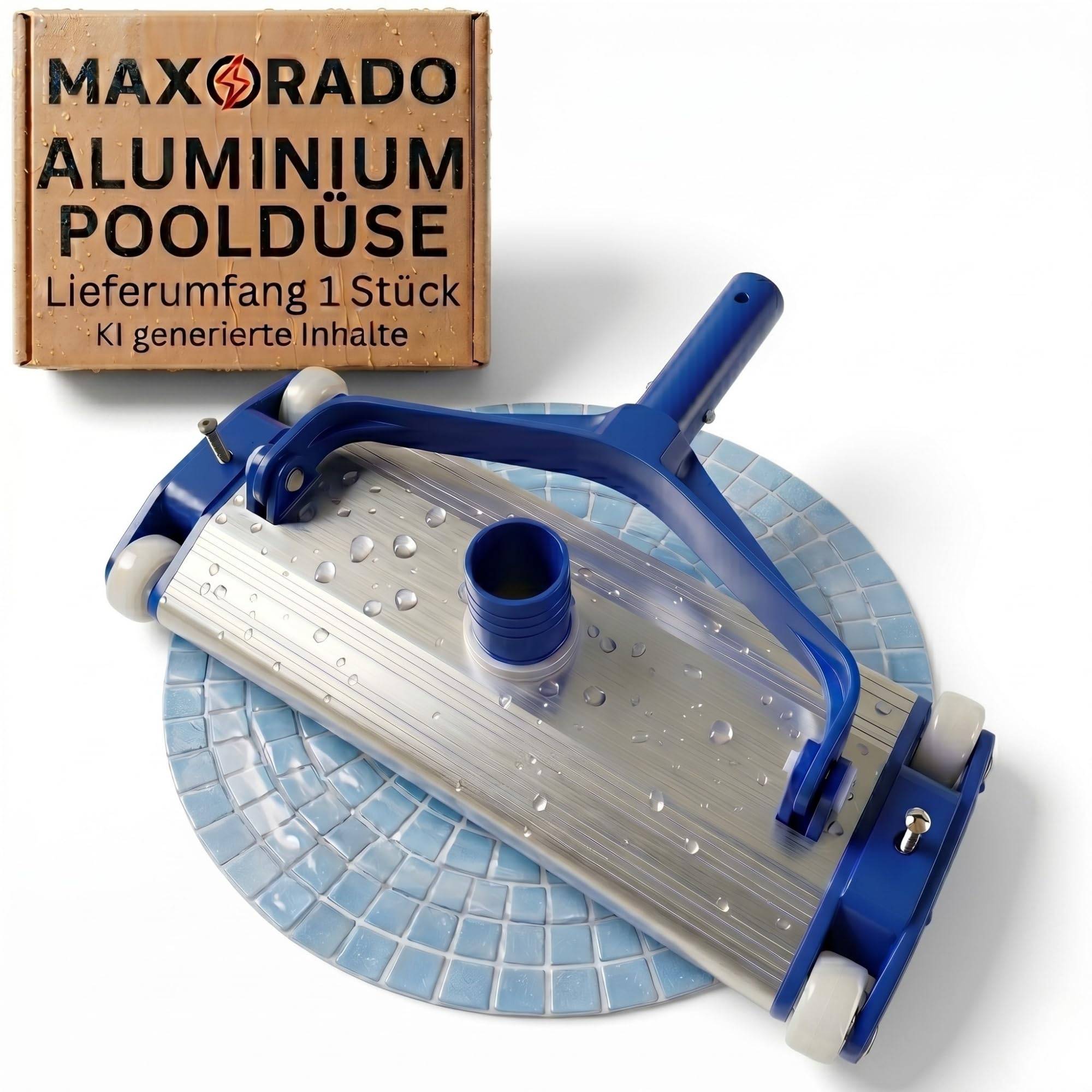 Poolbürste Profi 35cm extra schwer mit 38mm Sauganschluss aus Aluminium mit 4 Rädern, Schwere Pool Bodensaugerbürste Bodensauger für Aufstellpool