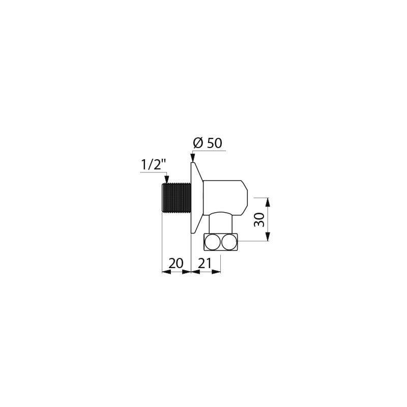 Delabie Anschlusswinkel absperrbar G1/2B x G1/2 L20 H30mm