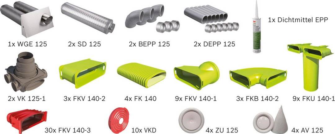 BOSCH Wohnungslüftungspaket BOPA VE111 Luftverteilpaket Flachkanal bis 100 m2 - 7739621041