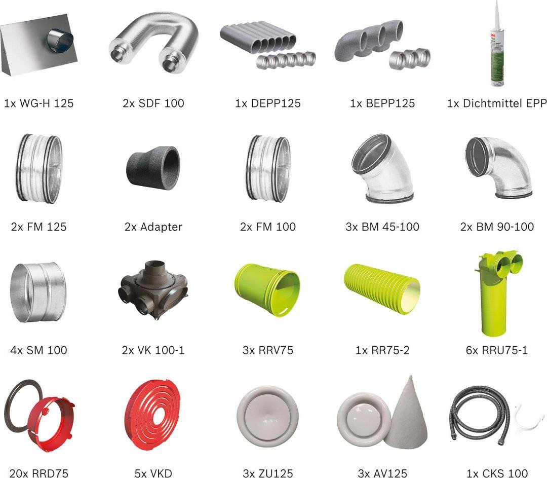 BOSCH Wohnungslüftungspaket BOPA VE122 Luftverteilpaket bis 90 m2, Wandmontage - 7739624342
