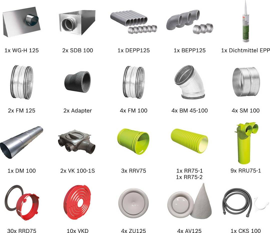 BOSCH Wohnungslüftungspaket BOPA VE123 Luftverteilpaket bis 120 m2, Deckenmont. - 7739624343