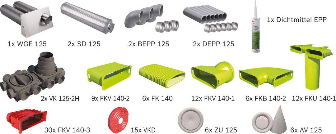 BOSCH Wohnungslüftungspaket BOPA VE113 Luftverteilpaket Flachkanal bis 160 m2 - 7739623102