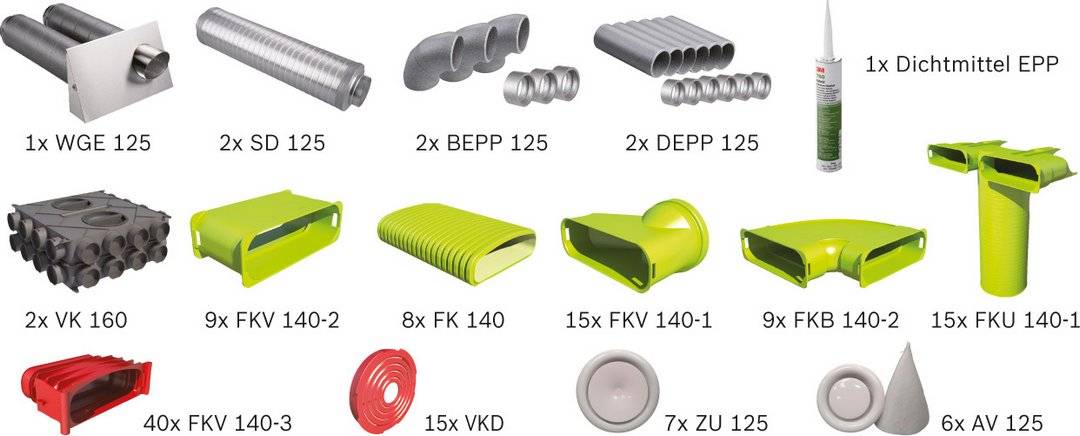 BOSCH Wohnungslüftungspaket BOPA VE114 Luftverteilpaket Flachkanal, bis 250 m2 - 7739624340